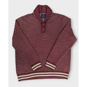 American Eagle Birdseye Mens Sweater XXL Wool Mix Shawl Collared‎ Grandpa Preppy
